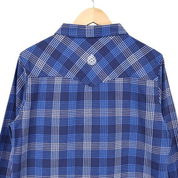 NWT Stio Hutkeeper Heavyweight Flannel Shirt In Mountain Shadow Plaid Blue Large - Picture 6 of 9